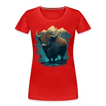 Œuvre d’art Yak - T-shirt bio Premium Femme - rouge - Devant - Mia (176cm)