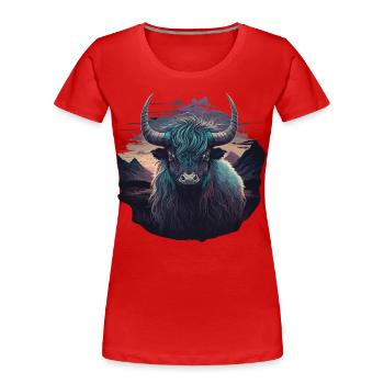 Tibet Yak - T-shirt bio Premium Femme - rouge - Devant - Mia (176cm)