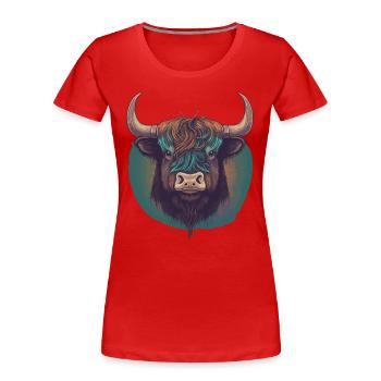 Tibetischer Yak - Frauen Premium Bio T-Shirt - Rot - Vorne - Mia (176cm)
