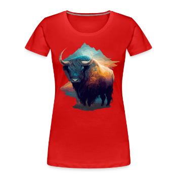 Galaxie Yak - T-shirt bio Premium Femme - rouge - Devant - Mia (176cm)