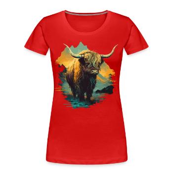 Yak Art - T-shirt bio Premium Femme - rouge - Devant - Mia (176cm)