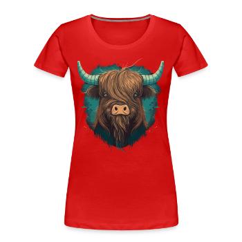 Mignonne tête de yak - T-shirt bio Premium Femme - rouge - Devant - Mia (176cm)