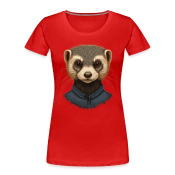 Ferrent mit Kleidung - Frauen Premium Bio T-Shirt - Rot - Vorne - Mia (176cm)