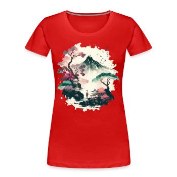 Red Sun - Women's Premium Organic T-Shirt - red - Front - Mia (176cm)