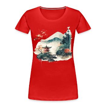 Belles œuvres d’art - T-shirt bio Premium Femme - rouge - Devant - Mia (176cm)