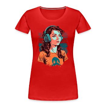 Lo-Fi Fille - T-shirt bio Premium Femme - rouge - Devant - Mia (176cm)