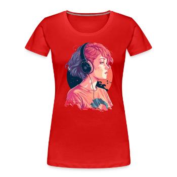 Lofi Mélomane - T-shirt bio Premium Femme - rouge - Devant - Mia (176cm)