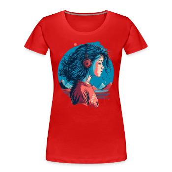 Vintage Lo-Fi Girl - T-shirt bio Premium Femme - rouge - Devant - Mia (176cm)