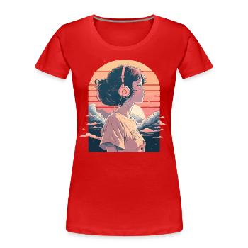 Fille mélomane - T-shirt bio Premium Femme - rouge - Devant - Mia (176cm)
