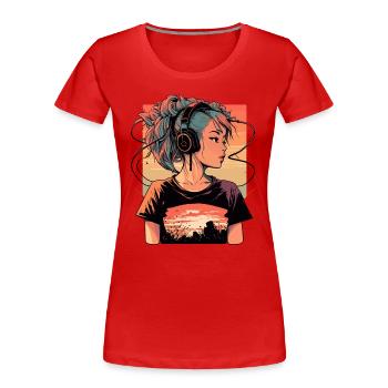Lo-Fi Fille - T-shirt bio Premium Femme - rouge - Devant - Mia (176cm)