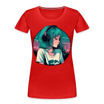 Mignonne Lo-Fi Fille - T-shirt bio Premium Femme - rouge - Devant - Mia (176cm)