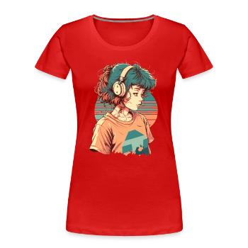 Lofi et Chill - T-shirt bio Premium Femme - rouge - Devant - Mia (176cm)