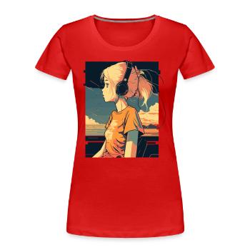 Fille d’anime rétro - T-shirt bio Premium Femme - rouge - Devant - Mia (176cm)