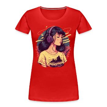 Tokyo Girl écoute Chill Beats - T-shirt bio Premium Femme - rouge - Devant - Mia (176cm)