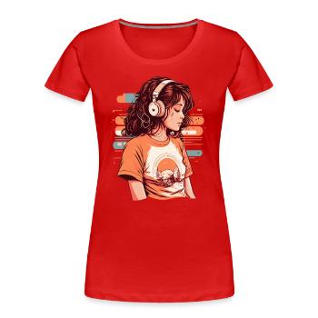 Fille basse fidélité - T-shirt bio Premium Femme - rouge - Devant - Mia (176cm)
