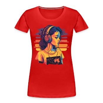Les filles aiment la musique - T-shirt bio Premium Femme - rouge - Devant - Mia (176cm)