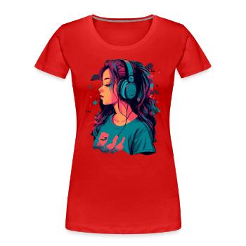 Lo Fi - T-shirt bio Premium Femme - rouge - Devant - Mia (176cm)