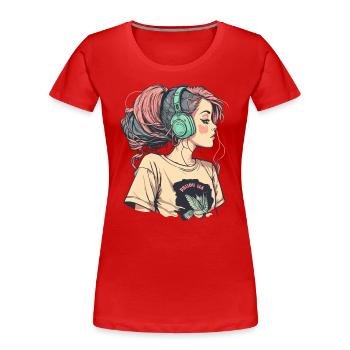 Lofi Beats - T-shirt bio Premium Femme - rouge - Devant - Mia (176cm)
