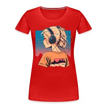 Vaporwave Anime Girl - T-shirt bio Premium Femme - rouge - Devant - Mia (176cm)