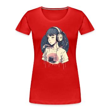 Kawaii Anime Girl - T-shirt bio Premium Femme - rouge - Devant - Mia (176cm)