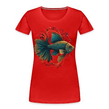 Fish Illustration - Women's Premium Organic T-Shirt - red - Front - Mia (176cm)