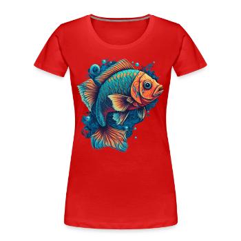 Flat Fish Illustration - Women's Premium Organic T-Shirt - red - Front - Mia (176cm)
