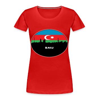 Bakou Azerbaïdjan Drapeau Skyline Silhouette Travel - T-shirt bio Premium Femme - rouge - Devant - Mia (176cm)