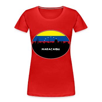 Maracaibo-Venezuela-Flaggen-Skyline-Schattenbild-Reise - Frauen Premium Bio T-Shirt - Rot - Vorne - Mia (176cm)