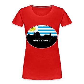 Montevideo-Uruguay-Flaggen-Skyline-Schattenbild-Reise - Frauen Premium Bio T-Shirt - Rot - Vorne - Mia (176cm)