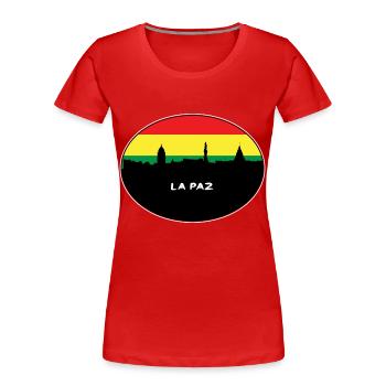 La Paz Bolivie Drapeau Skyline Silhouette Travel - T-shirt bio Premium Femme - rouge - Devant - Mia (176cm)