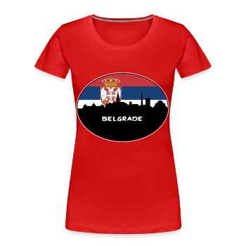 Belgrad Serbien Flagge Skyline Silhouette Reisen - Frauen Premium Bio T-Shirt - Rot - Vorne - Mia (176cm)