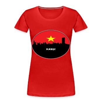 Hanoi-Vietnam-Flaggen-Skyline-Schattenbild-Reise - Frauen Premium Bio T-Shirt - Rot - Vorne - Mia (176cm)