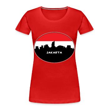 Jakarta Indonésie Drapeau Skyline Silhouette Travel - T-shirt bio Premium Femme - rouge - Devant - Mia (176cm)