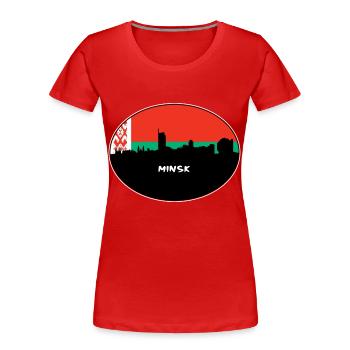 Minsk Weißrussland Flagge Skyline Silhouette Reisen - Frauen Premium Bio T-Shirt - Rot - Vorne - Mia (176cm)