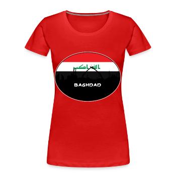 Bagdad Irak Drapeau Skyline Voyage Silhouette - T-shirt bio Premium Femme - rouge - Devant - Mia (176cm)