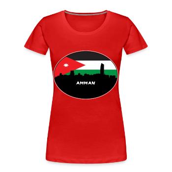 Amman, Jordanien, Flagge, Skyline, Silhouette, Reisen - Frauen Premium Bio T-Shirt - Rot - Vorne - Mia (176cm)