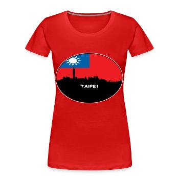 Taipeh-Taiwan-Flaggen-Skyline-Schattenbild-Reise - Frauen Premium Bio T-Shirt - Rot - Vorne - Mia (176cm)