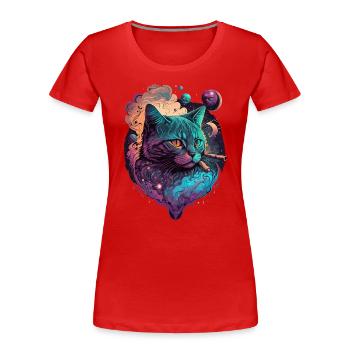 Chat sympa - T-shirt bio Premium Femme - rouge - Devant - Mia (176cm)