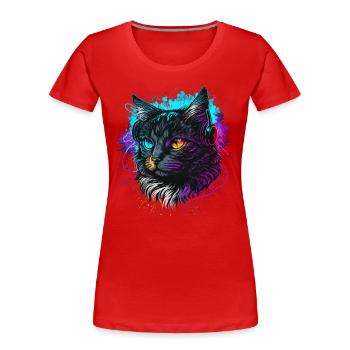 Producteur Chat - T-shirt bio Premium Femme - rouge - Devant - Mia (176cm)