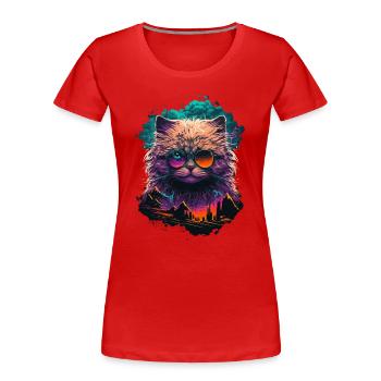 Chat porte-bonheur - T-shirt bio Premium Femme - rouge - Devant - Mia (176cm)