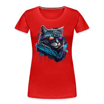 Agent Katze - Frauen Premium Bio T-Shirt - Rot - Vorne - Mia (176cm)
