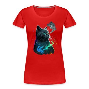 Chat japonais - T-shirt bio Premium Femme - rouge - Devant - Mia (176cm)