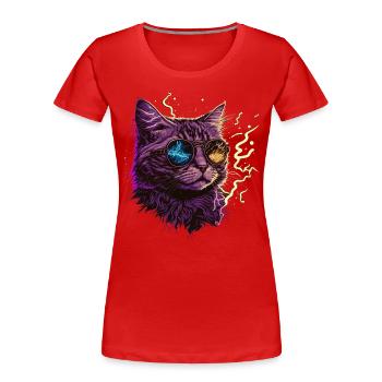 Illustration du chat tonnerre - T-shirt bio Premium Femme - rouge - Devant - Mia (176cm)