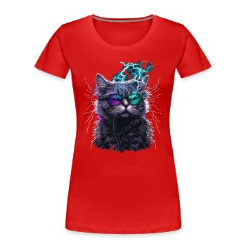 Chat tonnerre - T-shirt bio Premium Femme - rouge - Devant - Mia (176cm)