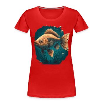 Deep Sea Fish Illustration - Women's Premium Organic T-Shirt - red - Front - Mia (176cm)