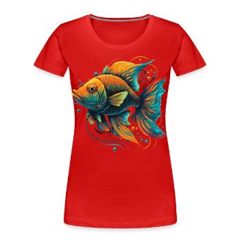 Goldener Fisch - Frauen Premium Bio T-Shirt - Rot - Vorne - Mia (176cm)