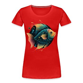 Vintage Fish Illustration - Women's Premium Organic T-Shirt - red - Front - Mia (176cm)