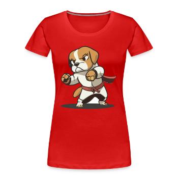 Süßer Hund kennt Karate Cartoon Illustration - Frauen Premium Bio T-Shirt - Rot - Vorne - Mia (176cm)