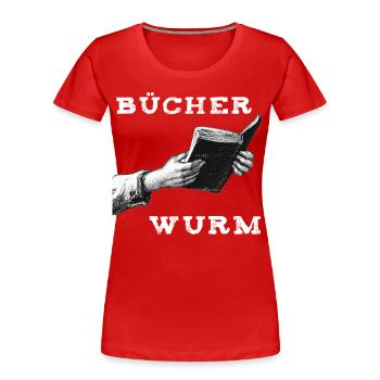 Buch – Bücherwurm - Frauen Premium Bio T-Shirt - Rot - Vorne - Mia (176cm)