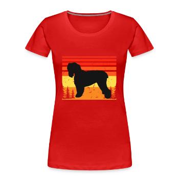Schwarz Russian Terrier Hund Silhouette Retro Sonnenuntergang - Frauen Premium Bio T-Shirt - Rot - Vorne - Mia (176cm)